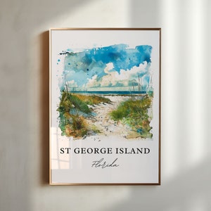 St George Island FL Art, St George Island Print, St George Island Watercolor, St George Isl Gift, Travel Print, Travel Poster