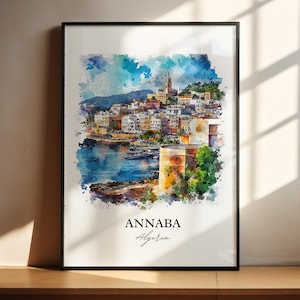 Annaba Algeria Wall Art, Annaba Print, Algeria Watercolor Art, Annaba Algeria Gift, Travel Print, Travel Poster, Housewarming Gift