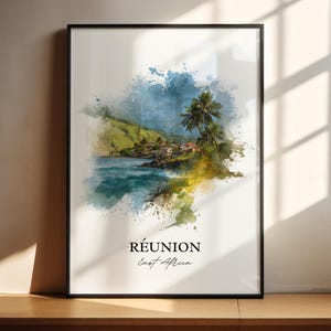 Réunion Wall Art, Réunion Print, East Africa Watercolor Art, Réunion Africa Gift, Travel Print, Travel Poster, Housewarming Gift