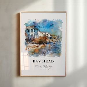 Arte de pared de Bay Head, Nueva Jersey, impresión de Bay Head, acuarela de Bay Head, regalo de Ocean County, Nueva Jersey, póster de viaje, regalo de inauguración de la casa