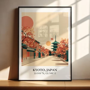 Kyoto Art, Kyoto Retro Travel Art, Kyoto Home Decor, Kyoto Japan Gift, Japan Travel Art, Travel Prints, Housewarming Gift