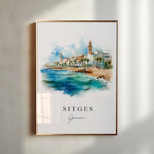 Sitges Spain wall art - Spain, Sitges poster print, Sitges Wedding gift, Sitges Espana Birthday present, Custom Text, Perfect Gift