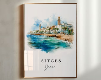 Sitges Spain Art Print – Coastal Cityscape Travel Poster