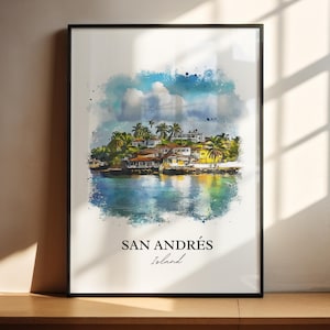 San Andrés Island Wall Art, Nicaragua Print, Colombia Watercolor Art, San Andrés Island Gift, Travel Print, Travel Poster, Housewarming Gift