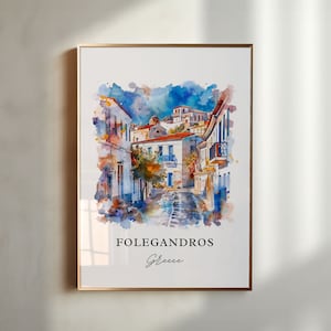 FolegAndros Griechenland Kunstdruck, FolegAndros Aquarell, FolegAndros Geschenk, Reiseposter, Housewarminggeschenk