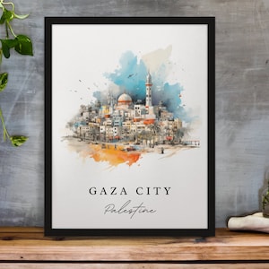 Gaza City wall art - Palestine, Gaza poster print, Gaza City Wedding gift, Birthday present, Custom Text, Perfect Gift