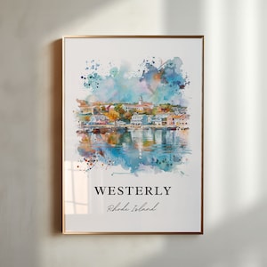 Westerly RI Wandkunst, Washington Cty RI Druck, Westerly Aquarell, Westerly RI Geschenk, Reiseplakat, Housewarming Geschenk
