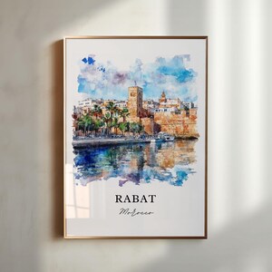 Rabat Morocco Wall Art, Rabat Print, Rabat Watercolor Art, Morocco Capital City Gift, Travel Print, Travel Poster, Housewarming Gift