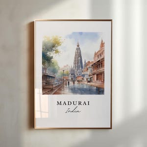 Kunst aan de muur Madurai India - India, Madurai-poster, Madurai-huwelijkscadeau, Madurai India-verjaardagscadeau, aangepaste tekst, gepersonaliseerd cadeau