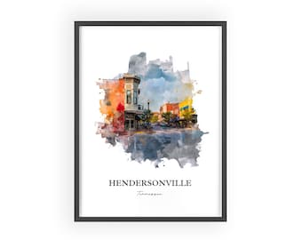 Hendersonville TN Wall Art, Old Hickory Lake, Tennessee Watercolor Art, Hendersonville Gift, Travel Print, Travel Poster, Housewarming Gift
