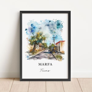 Marfa TX Wall Art, Marfa Texas Print, Marfa Watercolor, Marfa Texas Gift, Travel Poster, Housewarming Gift