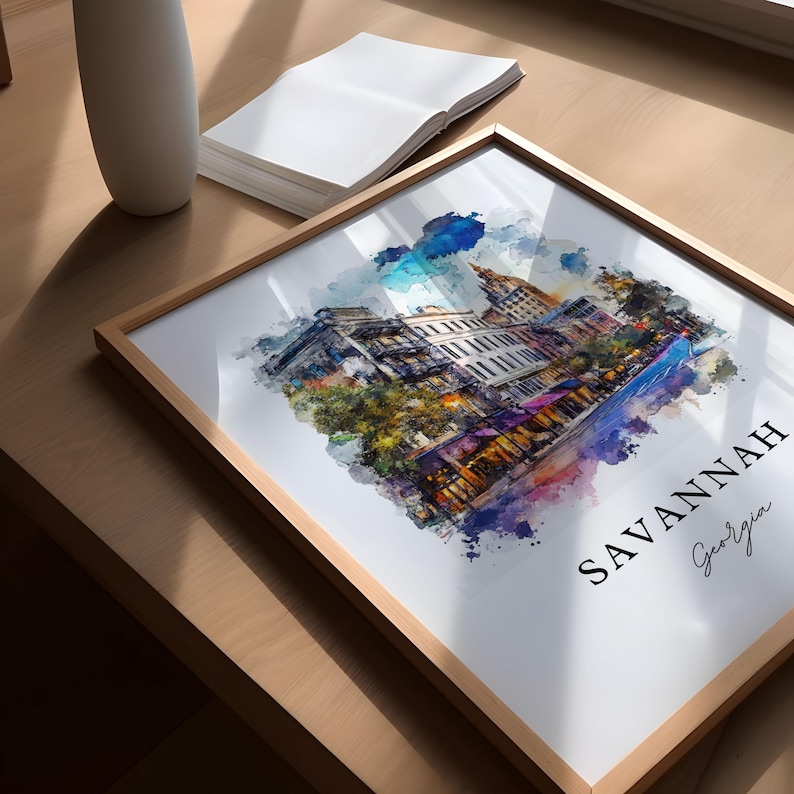 Savannah Georgia Wall Art, Savannah Print, Savannah GA Watercolor Art, Savannah Georgia Gift, Travel Poster, Housewarming Gift image 4