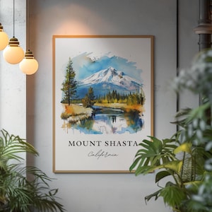 Mount Shasta CA Art, Mount Shasta Print, Siskiyou County Watercolor Art, Mount Shasta Gift, Travel Poster, Housewarming Gift