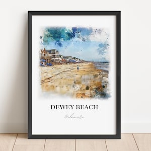 Dewey Beach Art, Sussex County County Print, Delaware Watercolor Art, Dewey Beach DE Gift, Travel Print, Travel Poster, Housewarming Gift