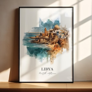 Libya Wall Art, Libya Print, Libya Watercolor Art, Northern Africa Gift, Travel Print, Travel Poster, Housewarming Gift