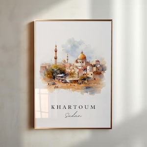 Khartoum Sudan Wall Art, Khartoum Print, Sudan Watercolor Art, Khartoum Gift, Sudan Travel Poster, Housewarming Gift