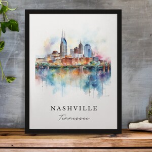 Nashville traditional travel art - Tennessee, Nashville poster, Wedding gift, Birthday present, Custom Text, Personalized Gift image 5