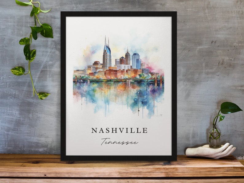 Nashville traditional travel art - Tennessee, Nashville poster, Wedding gift, Birthday present, Custom Text, Personalized Gift image 5