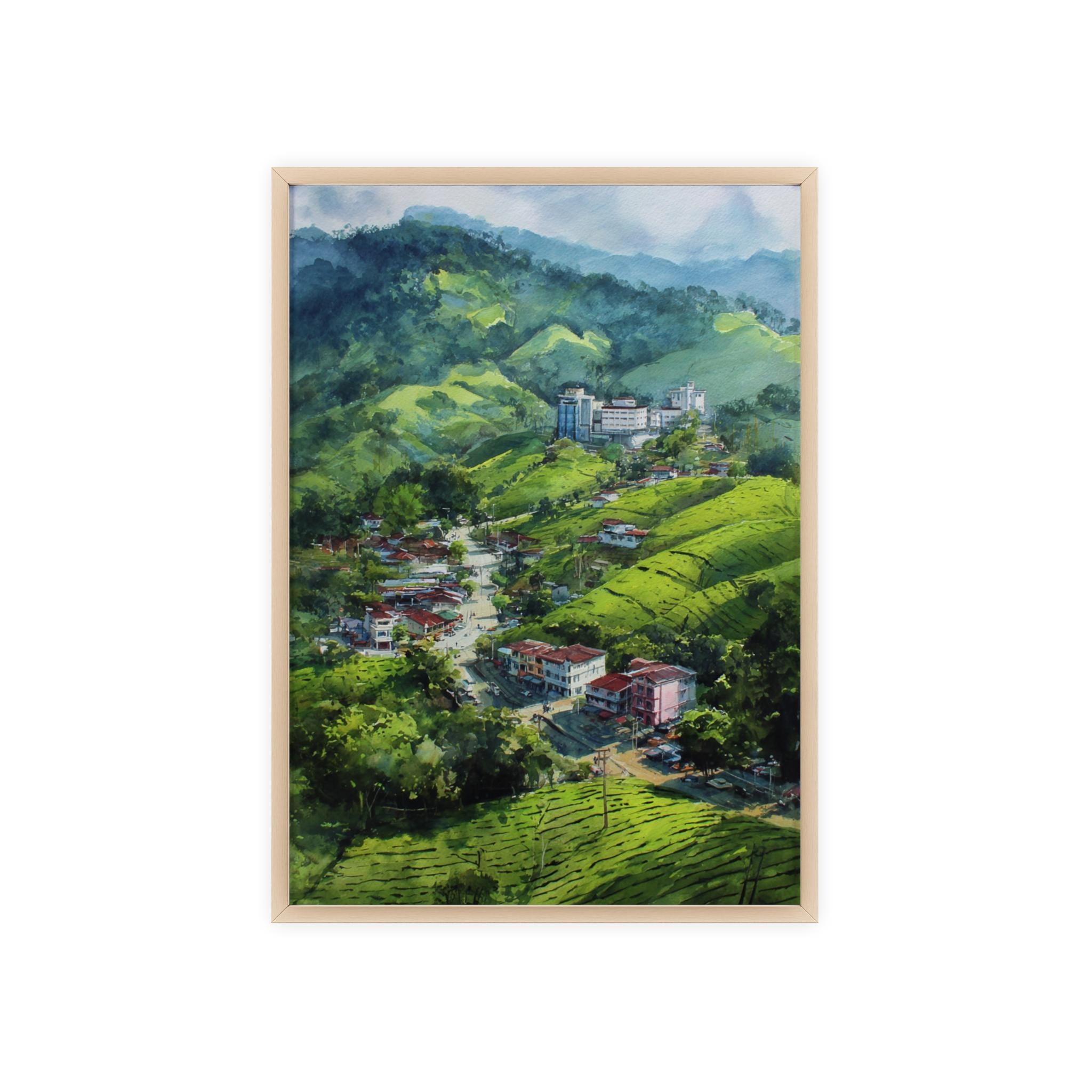 キャメロンハイランドの水彩画、マレーシアの旅行プリント、マレーシア
