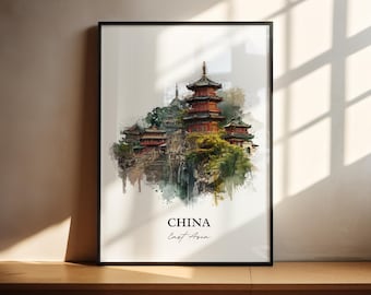 China Wall Art, China Print, China Watercolor Art, China Country Gift, Travel Print, Travel Poster, Housewarming Gift