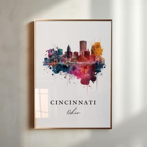 Cincinnati OH wall art - Ohio, Cincy poster, Cincinnati Skyline Wedding gift, Birthday present, Custom Text, Personalized Gift