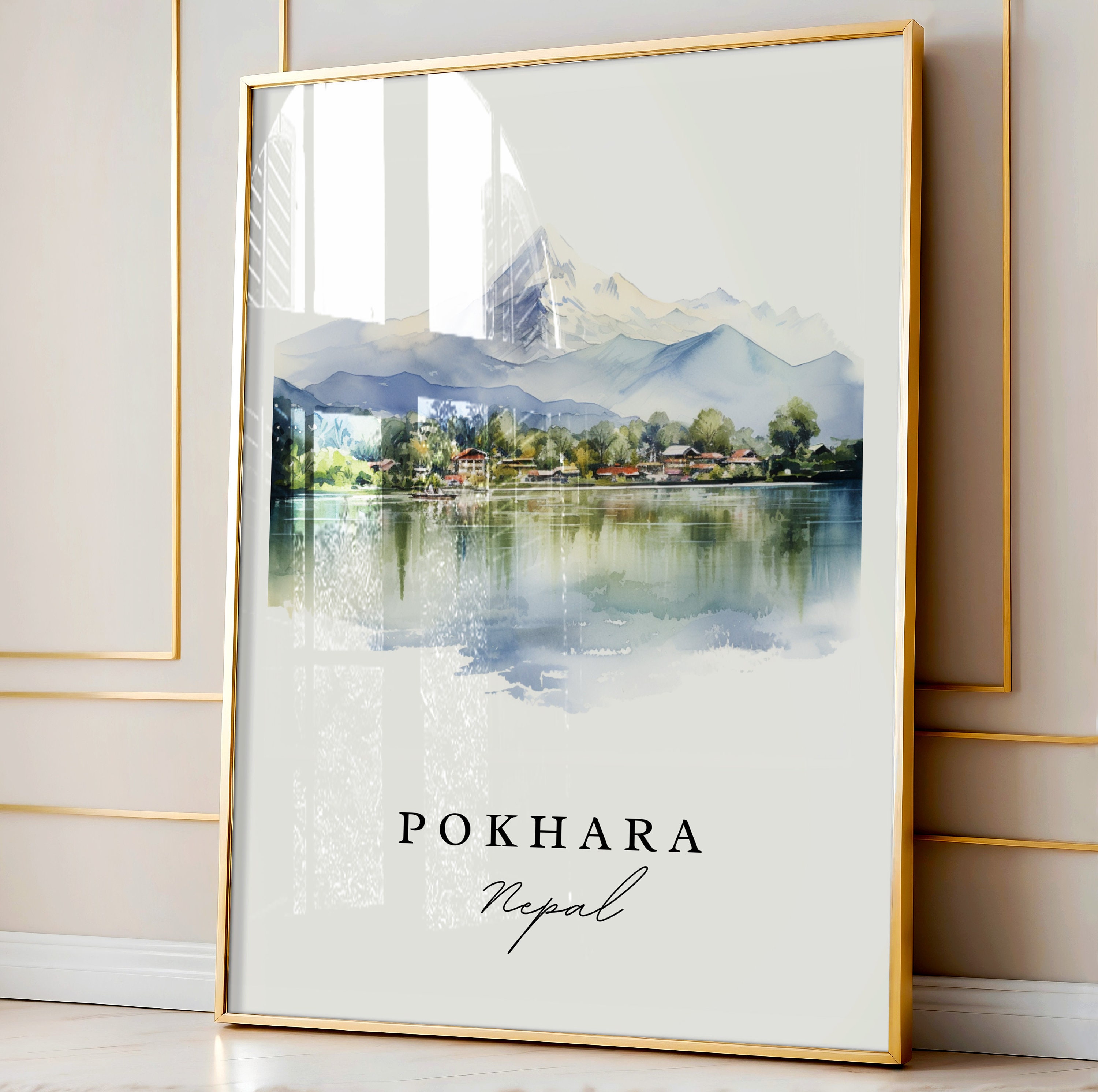 Pokhara Nepal Wall Art - Nepal, Pokhara Poster, Wedding Gift