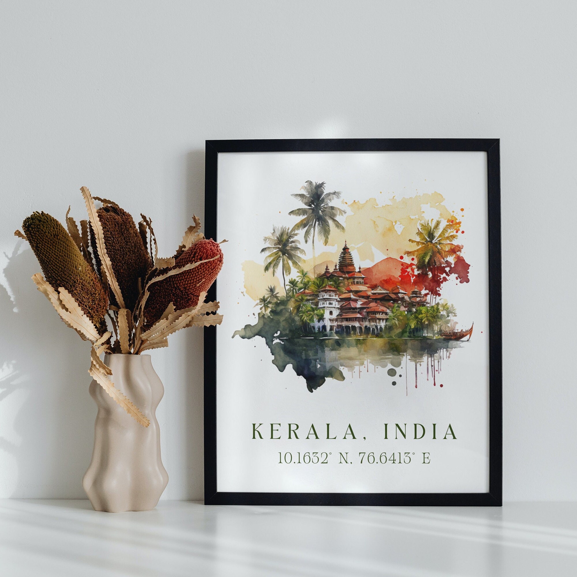 Kerala Wall Art Framed Kerala Mural Painting Kerala Art Etsy