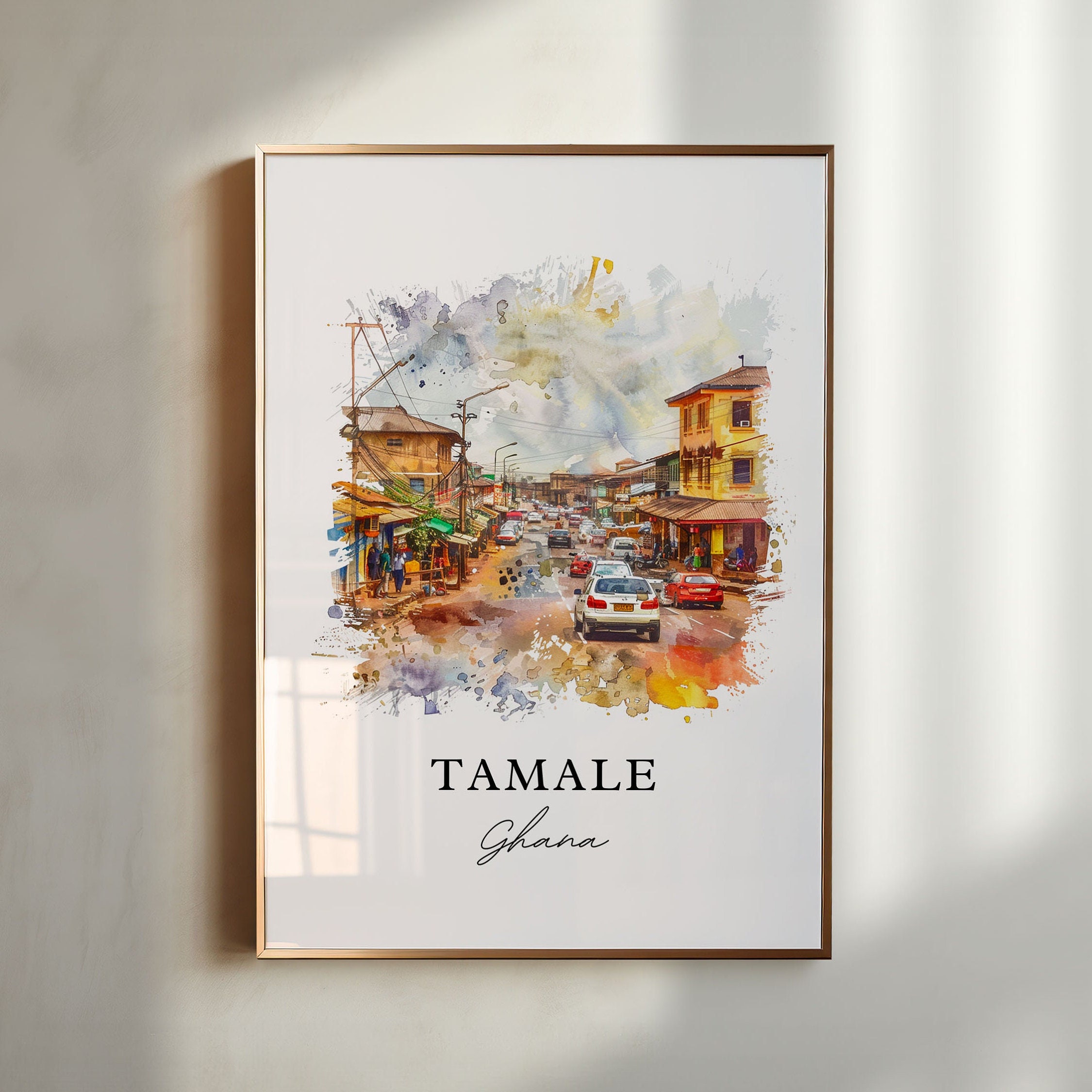 Tamale Ghana Art, Ghana Print, Tamale Ghana Watercolor Art, Tamale Ghana Gift, Travel Poster, Housewarming Gift