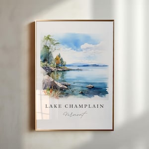 Lake Champlain VT wall art - Vermont, Lake Champlain poster, Burlington VT Wedding gift, Birthday present, Custom Text, Personalized Gift