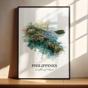 Philippines Wall Art, Philippines Print, Philippines Watercolor Art, Philippines Gift, Travel Print, Travel Poster, Housewarming Gift