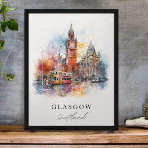 Glasgow Scotland wall art - Scotland, Glasgow poster, Glasgow Wedding gift, Birthday present, Custom Text, Personalized Gift