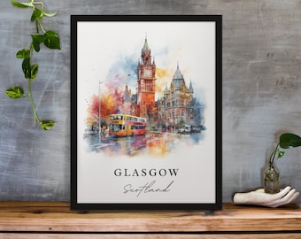 Glasgow Scotland wall art - Scotland, Glasgow poster, Glasgow Wedding gift, Birthday present, Custom Text, Personalized Gift