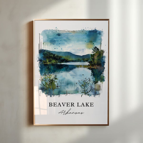 Beaver Lake AR Wall Art, Beaver Lake Print, Arkansas Watercolor, The Ozarks Gift, Travel Print, Travel Poster, Housewarming Gift