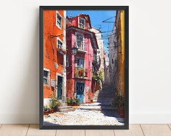 Lisbon Portugal Watercolor Art Lisbon Travel Print Lisbon Artwork Lisbon Portugal Decor Lisbon Wall Art