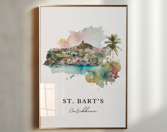 St. Barts Watercolor Art Print – Caribbean Island Wall Decor