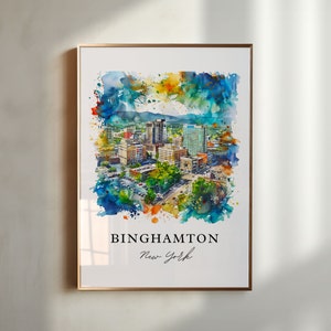 Binghamton NY Wall Art, Binghamton NY Print, Binghamton Watercolor, Binghamton New York Gift, Travel Poster, Housewarming Gift