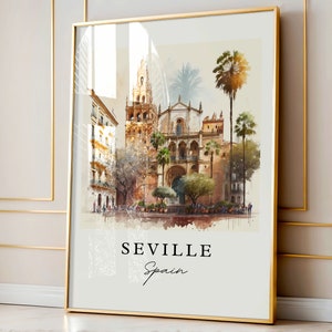 Seville Spain Art Print – Watercolor Cityscape Travel Poster image 5