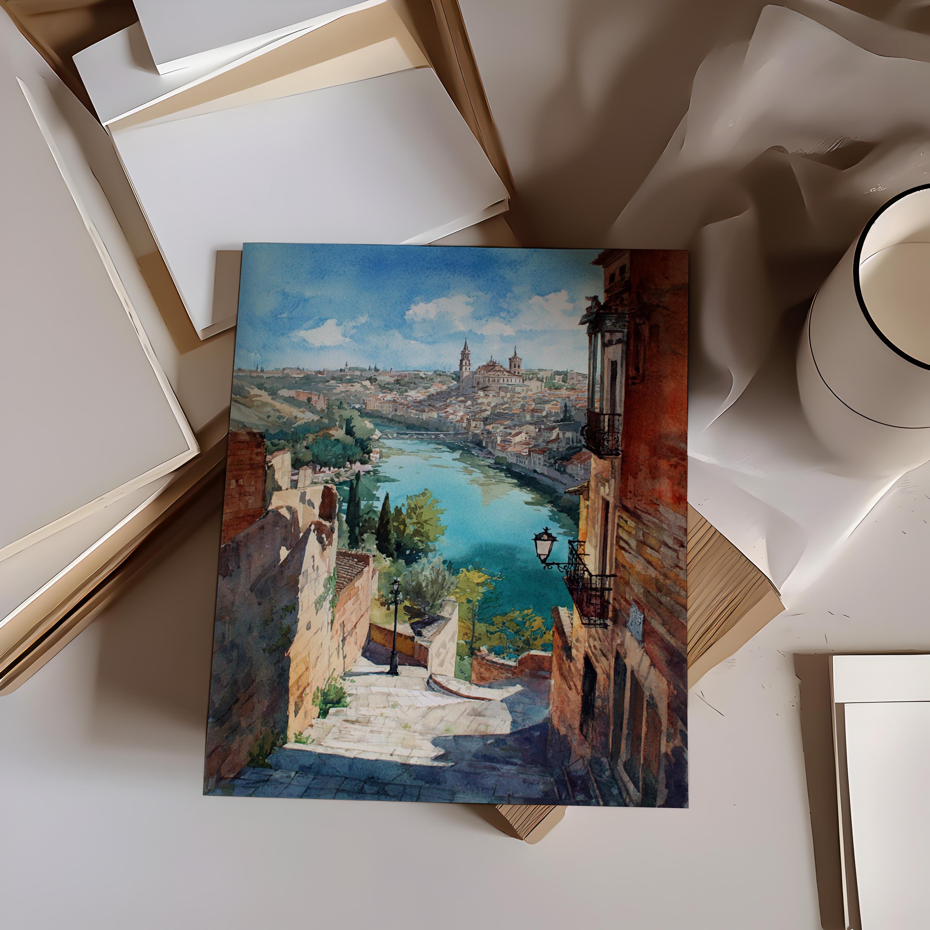 トレド スペイン 水彩画 トレド 旅行 版画 トレド スペイン アート