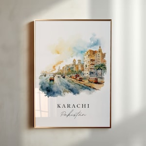Arte mural de Karachi, Pakistán - Pakistán, póster de Karachi, regalo de boda de Karachi, regalo de cumpleaños de Karachi, texto personalizado, regalo personalizado
