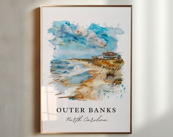 Outer Banks NC Art, Outer Banks Print, North Carolina Wall Art, Outer Banks Gift, Travel Poster, Housewarming Gift