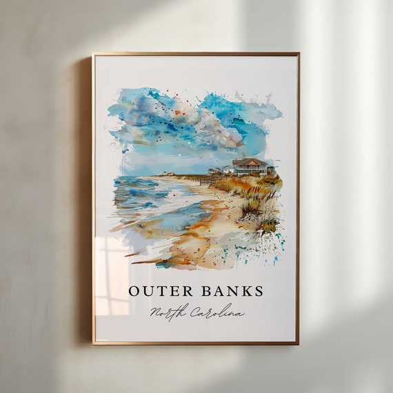 Outer Banks NC Art, Outer Banks Print, North Carolina Wall Art, Outer Banks Gift, Travel Poster, Housewarming Gift