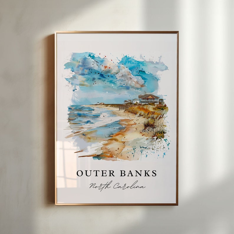 Outer Banks PNG Kunst, Outer Banks Druck, North Carolina Wandkunst, Outer Banks Geschenk, Reiseplakat, Einweihungsgeschenk Bild 1