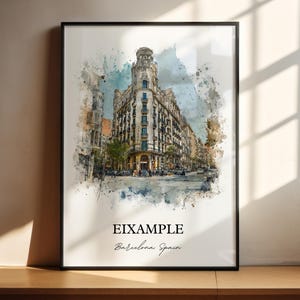 Eixample Barcelona Wall Art, Eixample Print, Plaça de Catalunya Watercolor Art, Barcelona Gift, Spain Print, Spain Poster, Housewarming Gift