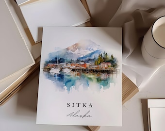 Sitka Alaska wall art - Alaska, Sitka poster print, Sitka AK Wedding gift, Juneau Alaska present, Custom Text, Perfect Gift