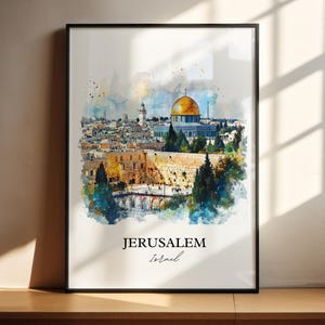 Jerusalem Wall Art, Jerusalem Israel Print, Israel Watercolor Art, Jerusalem Gift, Travel Print, Travel Poster, Housewarming Gift
