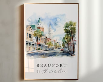 Beaufort SC wall art - South Carolina, Beaufort poster print, Wedding gift, Birthday present, Custom Text, Perfect Gift
