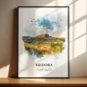 Medora ND Wall Art, Badlands Print, North Dakota Watercolor Art, Medora ND Gift, Travel Print, Travel Poster, Housewarming Gift