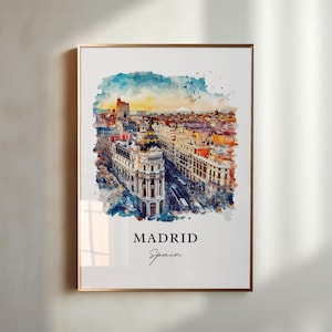 Madrid Spain Wall Art, Madrid Print, Madrid Watercolor Art, Madrid Skyline Gift, Puerta del Sol Travel Poster, Housewarming Gift