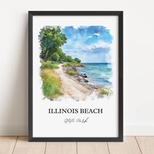 Illinois Beach State Park Wall Art, Zion IL Print, Illinois Watercolor, Illinois Beach Gift, Travel Print, Travel Poster, Housewarming Gift