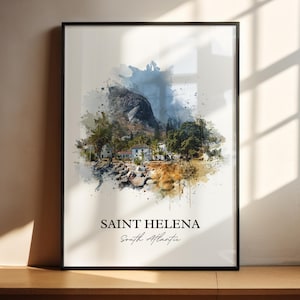 Saint Helena Wall Art, South Atlantic Print, Saint Helena Watercolor Art, Saint Helena Gift, Travel Print, Travel Poster, Housewarming Gift